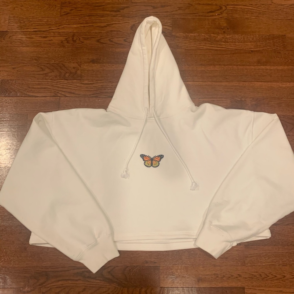 Brandy Melville cropped butterfly sweatshirt